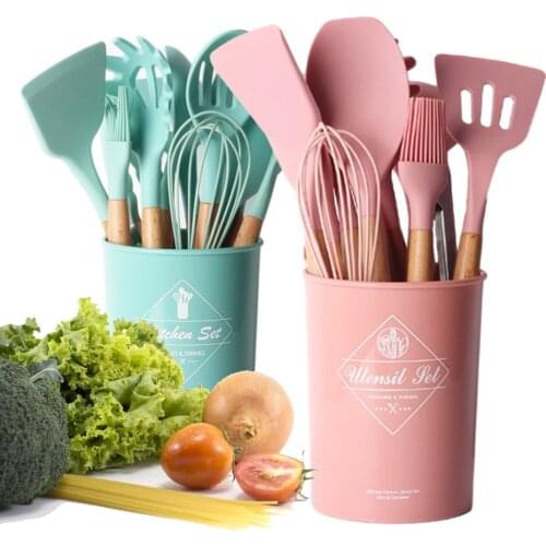 13PCS Silicone Kitchenware Cooking Utensils Set Heat Resistant Kitchen Non-Stick Cooking Utensils Baking Tools With Storage Box