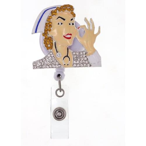 2021 lailina Rhinestone Black Nurse Girls lives Matter Medical stethoscope Retractable Badge Reel With Alligator Clip