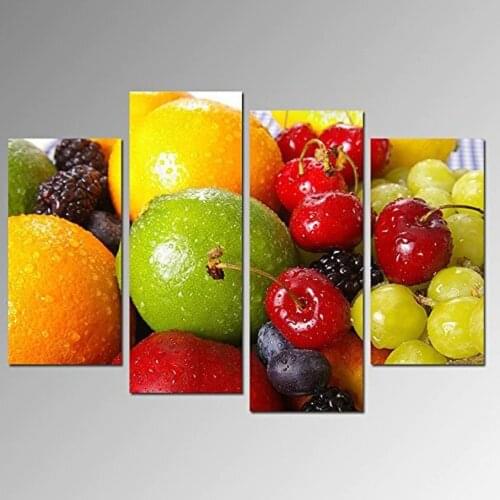 4Panel canvas print still life fruit canvas art framed modern poster photo painting print Modular Picture on the wall of kitchen