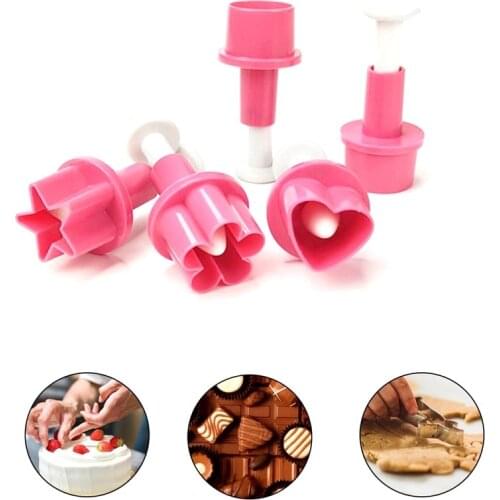 5pcs/set Cookie Cutter Cake Mold Star Button Plum Heart Biscuit Fondant DIY Stamping Mould Sugarcraft Cake Decorating Tools