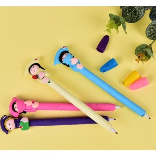 5Pcs Character Doctor Nurse Polymer Caly Ball Ballpoint Pen Creative Stationery