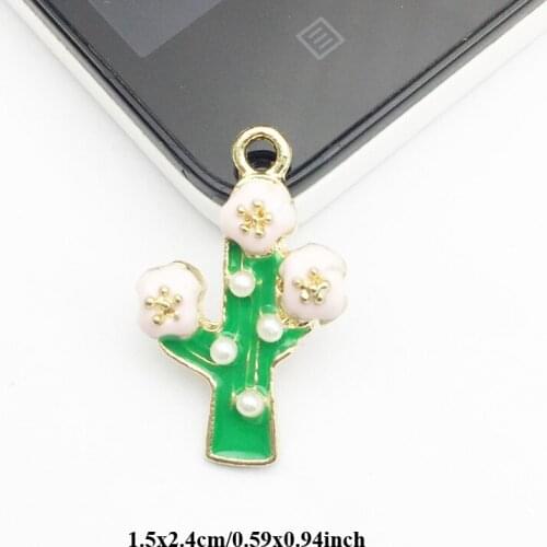 50pcs Pearl Cactus Pendant Buckle Strass Flatback invitation Floating Enamel Earrings Nacklace Brooch Decor Key Chain Accessory