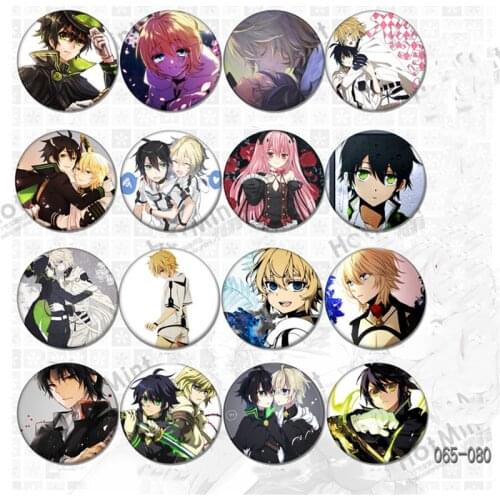 58MM Anime nime Seraph of the End owari no Mikaela Vampire Mikaela Hyakuya Badges Brooch Pins Icon On Backpack Brooch Badges