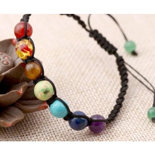 8mm jt5 mulitcolor rainbow agate Onyx yellow Tigereye Macrame Braided Chakra Reiki Buddha Prayer Yoga Bracelet