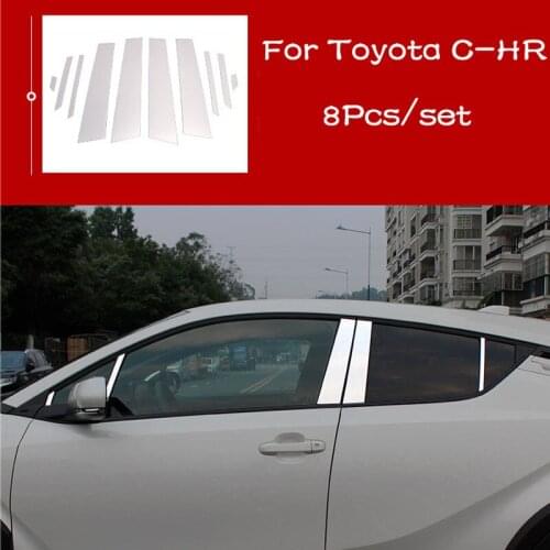 Car Stainless Steel Body Middle Column Side Cover Frame Window Frame For Toyota CHR C-HR 2021 2016 2017 2018 2019 2020 2021