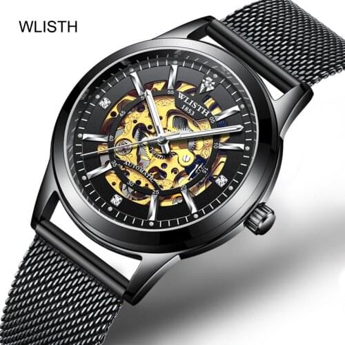 WLISTH Luxury Top Brands Fully Watch Automatic Men Mechanical Wristwatches Waterproof Fashion Business Skeleton Wrist Watch