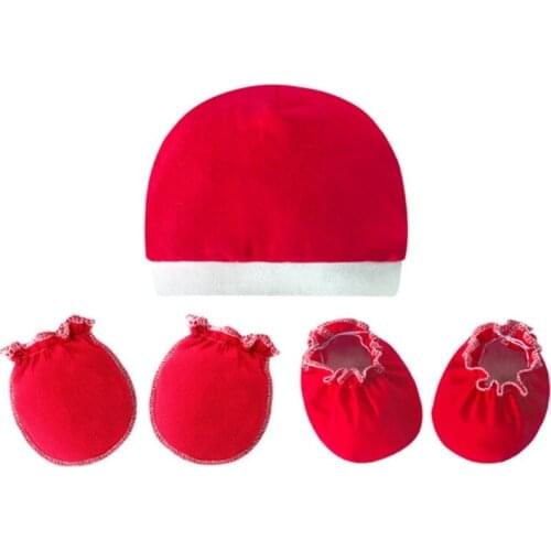 97BC Baby Soft Cotton Gloves+Hat+Foot Cover Set Newborn Mittens Socks Beanies Kit Shower Gifts