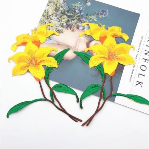 10 Pair 5colors Embroidery Flower Patch,Flower Embroidered Patch,Floral with Branch PatchLeiao Craft