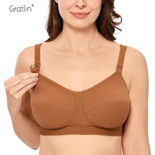 GRATLIN Womens Breathable Supportive Plus Size Cotton Maternity Nursing Bra