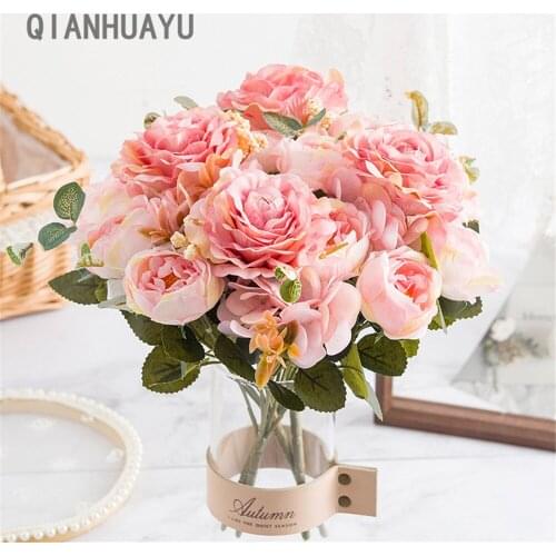 1 bouquet Artificial Peony Hydrangea Flower Home Wedding Party Birthday Fake Flower Home DIY Decoration Accessories