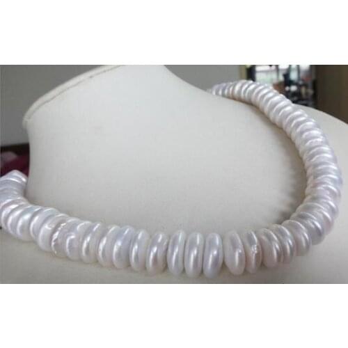Classic 12-13mm south sea baroque white pearl necklace 18inch 14K Gold Clasp KKK