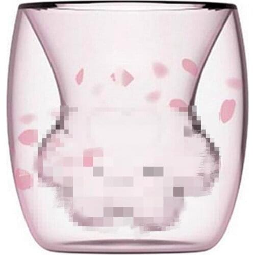 Cat Claw/Paw Cup Double Glass Coffee Mug Cartoon Cute Cat Milk Juice Cup Home Office Cafe Tazas Best Gift for Festival