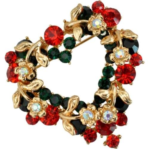Nice Women Brooches High-Grade Multi Color Crystal Rhinestone Colored Wreath Pins