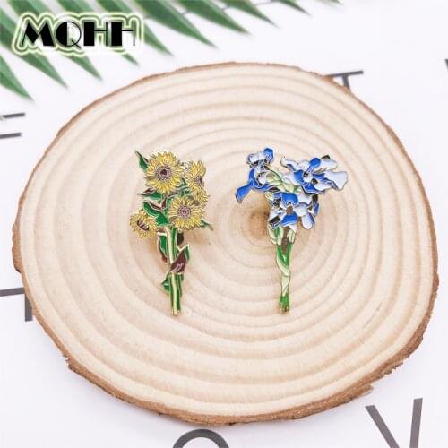 Creative Cute Plant Flowers Sunflower Oil Painting Enamel Brooch Alloy Badge Clothes Bag Brooch Jewelry Gift For Friends