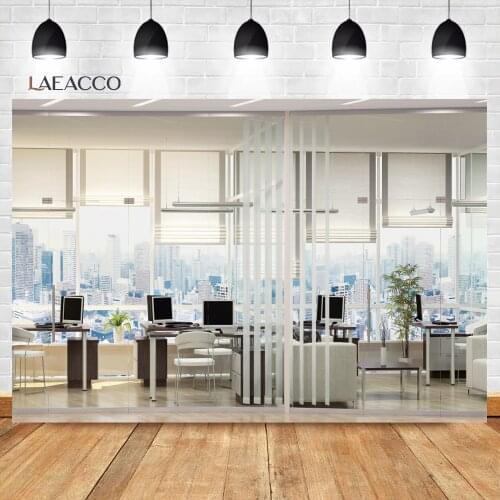 Laeacco Modern City Center Building Interior Office Photo Background Child Customized Poster Portrait Photography Backdrops