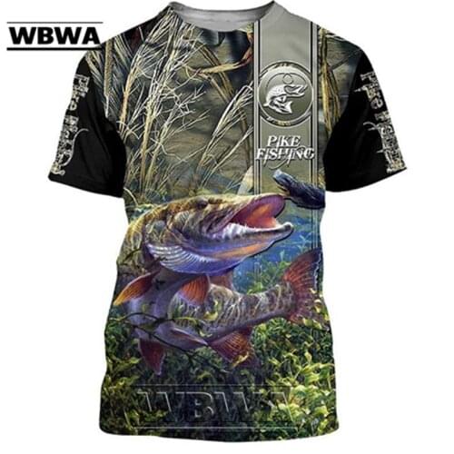 2020 Summer Men t shirt 3D Walleye Fishing Printed T-Shirts Harajuku Casual short Sleeve Tee shirts Unisex Cool t-shirt