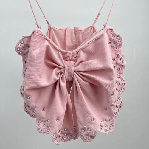 Sexy 2021SS Summer High Quality Women Big Bow Cotton Vest Ladies Luxury Tank Tops Tee 2 Color Ddxgz2v 6.02