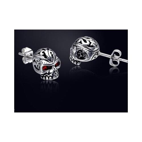 Titanium steel mens earrings personality Retro skull earrings 1 pair free shipping