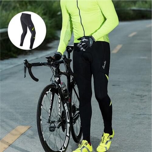 Santic Men Winter Cycling Tights GEL Pad Fleece Breathable Warm Bicycle Bike Sponge Padded Pants Bike Legging Cycle Clothing