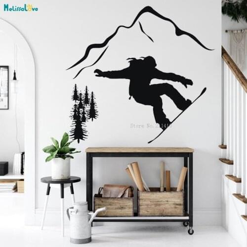 Snowboard Wall Decal Snowboarding Gifts Silhouette Winter Sport Home Decoration Bedroom Mountain Vinyl Murals YT2560