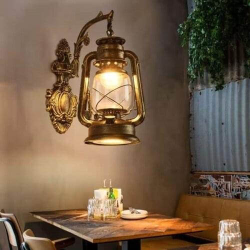 Wall Light Horse Lantern Retro Decorative Wall Lamp Balcony Nostalgic Antique Hotel Restaurant Industrial Antique Lamp