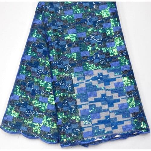 Nigerian Blue Organza Tulle Sequin Embroidery Lace Fabric 2020 High Quality African Dry Voile Lace Fabric For French Happy Party