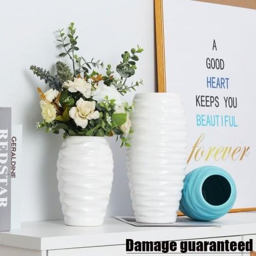 Nordic Weave Style Home Decoration Ceramic White Flower Vase Simple Insert Craft