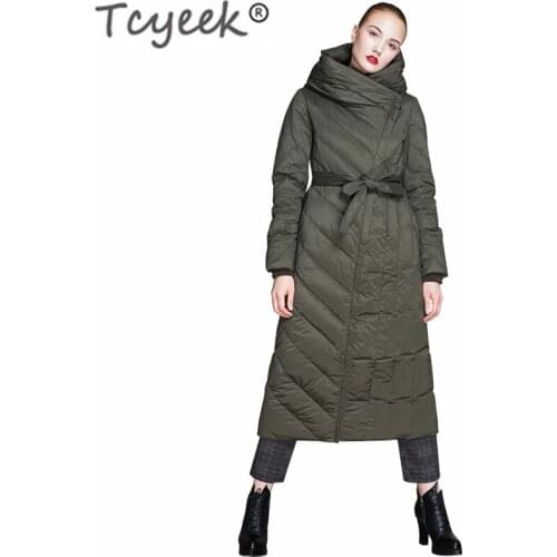 Tcyeek 2020 New Long Parka Women Winter Down Coat Female Fashion Laides Duck Down Jacket Thick Warm Elegant Outwear Hiver F18018