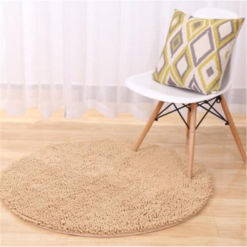 2021 New Chenille Carpet Soft Water-absorbent Non-slip Home Decoration Bathroom Rug Door Living Room Round Solid Color Floor Mat