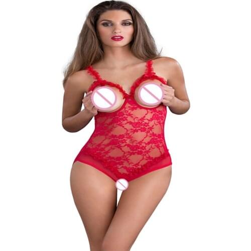 New Sexy Lingerie Black &White &Red &Blue Multicolor Open Bra Crotchless Backless Lace Teddies For Women