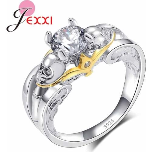 New Finding Skeleton Retro Ring Women Retro Party Gift 925 Sterling Silver Crystal Jewelry Female Bague