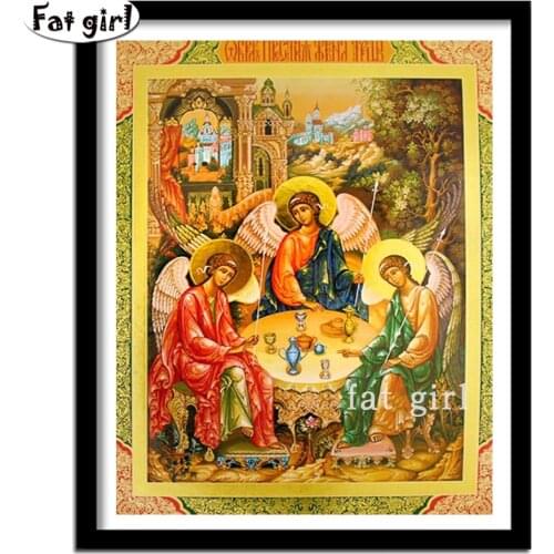 Full Round Square 5D Diamond Painting Religions Picture Of Rhinestones Diamond Embroidery Cross Stitch Mosaic Holy Trinity Icons