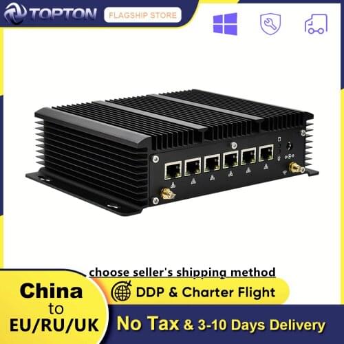Industrial Fanless Mini PC Intel Core i7 10510U Soft Router 6 Gigabit NICs AES-NI 4*USB3.0 Rs232 pfSense OPNsense VPN Firewall