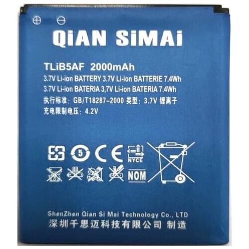 QiAN SiMAi New TLiB5AF 2000mAh Battery Replacement For Alcatel One Touch Pop C5 OT 5036 5036D 5037 5037D 5037A 5037X OT-997