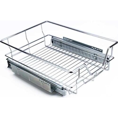 Kitchen Storage Sliding Cabinet Organizer Iron Basket Cupboard Not Easily Deformed Cabinet Bowl Dish Rack Household Items Holder