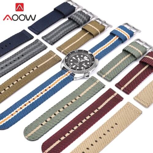 18mm 20mm 22mm 24mm Woven Nylon Strap Stainless Steel Buckle Men Replacement Band for Samsung S3 Huawei Watch GT 2 46mm Seiko
