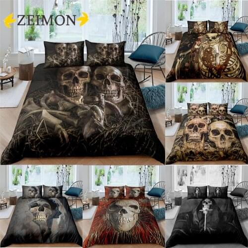 Luxury Bedding Sets 3D Custom,Duvet Cover Set Queen/King,Quilt/Blanket Cover Set,2/3 PCS Bed set,halloween skull Design