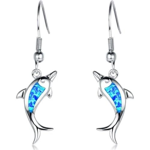 New Cute Dolphin Earrings For Women Sea Animal Charms Bridal Wedding Ear Stud Girl Jewelry Lady Christmas Gift