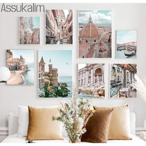 Nordic City Building Wall Art Canvas Print Landscape Painting Romantic Poster Scandinavian Wall Pictures For Living Room Decor