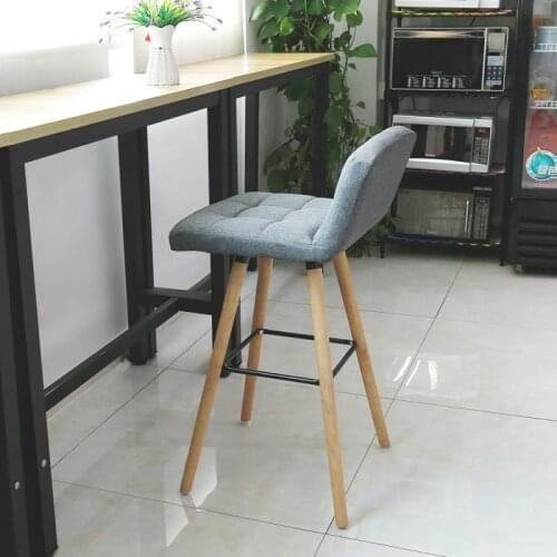 Nordic Solid Wood Bar Chair Back Modern Simple High Bar Stool Front Desk High Stool Household Bar Chair Lounge Chair HWC