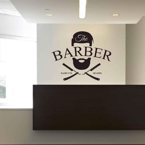Barbershop Wall Sticker Vinyl Window Decals Barbers Face Man Hair Salon Mural Removable Wallpaper Haircuts Beards Wallpaper A148