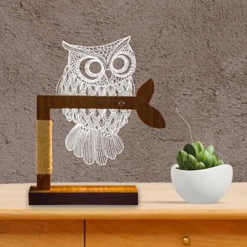 3D Led Bedside Night Lamp Acrylic Wood Bedroom Desk Decoration Strange Creative Animal Modelling Foyer Table Lamp Free Shipping