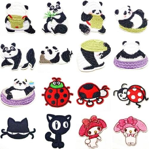 Black Cat ladybird panda Animal Embroidered Patches costume patch DIY Clothing Iron on sticker Embroidered Patches For Clothing