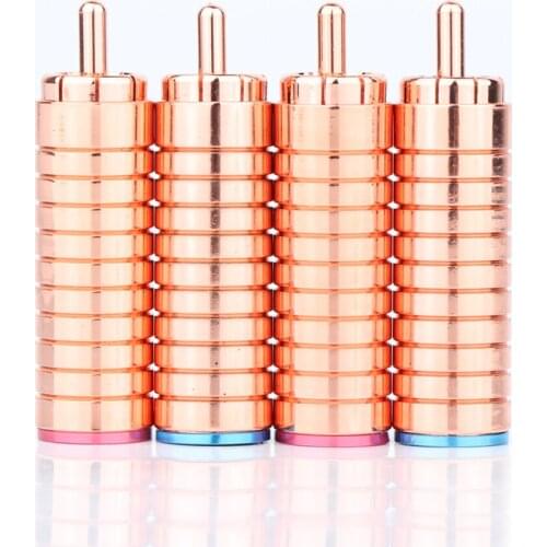 High Quality R1762 Red Copper Plated Audio Soldering RCA Connector Plug Connector Audio Phono RCA Male Plug