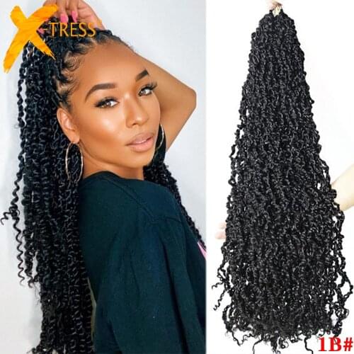 X-TRESS Long Curly Majesty Senegalese Twist Black Color Crochet Braids Hair Extensions Soft Locs Passion Twist Low Temperature