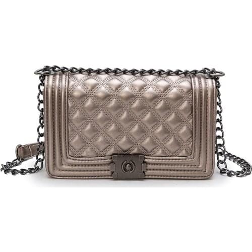 Womens Single Shoulder Bag New Korean Fashion One-shoulder Slanting Womens Bag Diamond Chain Small Square Bag Bags