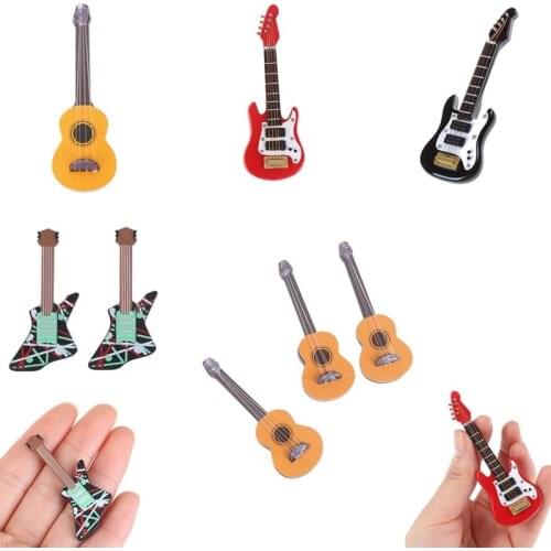 1:12 Dollhouse Miniature Music Instrument Electric Guitar for Kids Learning Educational Musical Toy House Decor