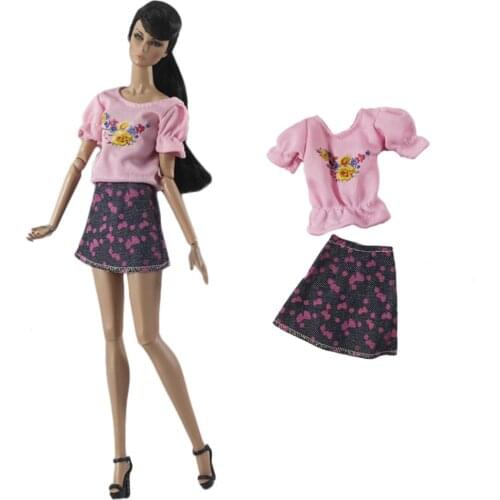 1 Set Doll Skirt Fashion Red Shirt Shorts Mini Skirt Casual Wear outfit for Barbie Doll Accessories Kids Gift Toy