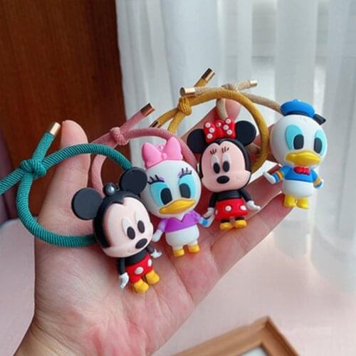 1pc/Set Disney Girls Mickey mouse Nylon Elastic Hair Bands Children Ponytail Holder Scrunchie Headband Kids Hair Accessories