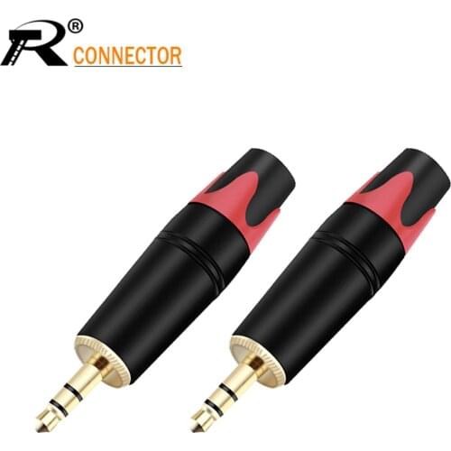 100pcs Smooth Black Aluminum Case 3.5mm Phone Jack 3 Pole Earphone Plug Gold-plated Zinc Alloy Audio Connector